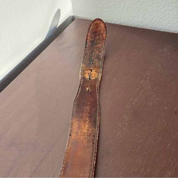 Vintage Black Tooled Cowhide Leather Belt – Made in USA – Size 40 - Picture 5 of 12